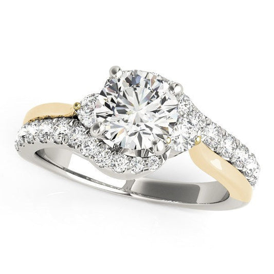14k White And Yellow Gold Round Bypass Diamond Engagement Ring (1 1/2 cttw) — photo 1 of 4