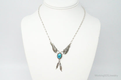 Vintage Native American Unsigned Turquoise Sterling Silver Necklace