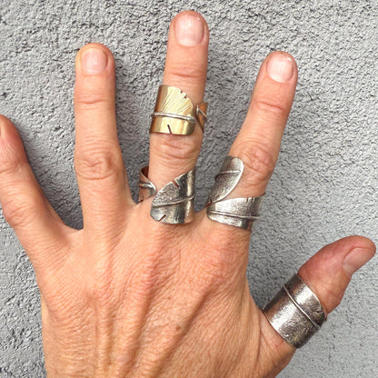 Ancient Bronze Feather Ring | Mixed Metal Feather Jewelry