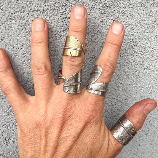 Ancient Bronze Feather Ring | Mixed Metal Feather Jewelry