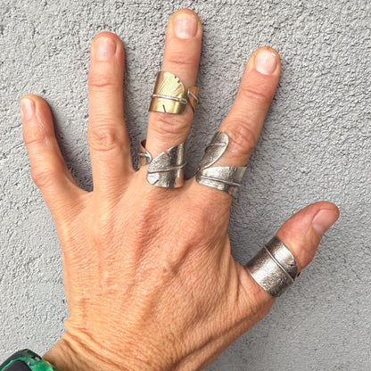 Ancient Bronze Feather Ring | Mixed Metal Feather Jewelry