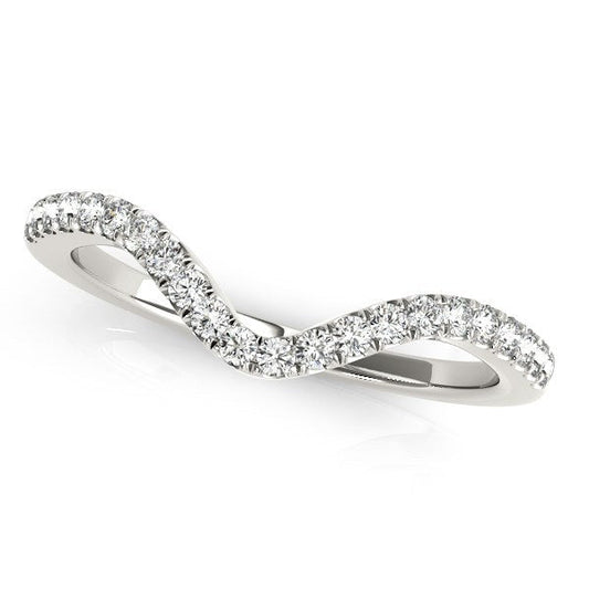 14k White Gold Wavy Design Round Diamond Wedding Ring (1/6 cttw) — photo 1 of 2