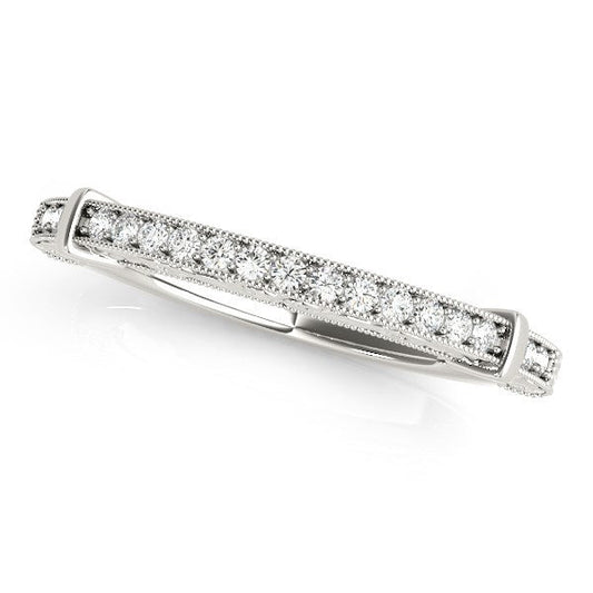 14k White Gold Bead Border Modern Wedding Band (1/8 cttw) — photo 1 of 2