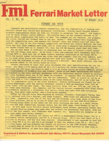 Ferrari Market Letter Vol.  3 N.16