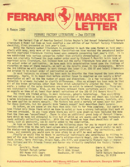 Ferrari Market Letter Vol.  7 Ferrari Factory Literature 2