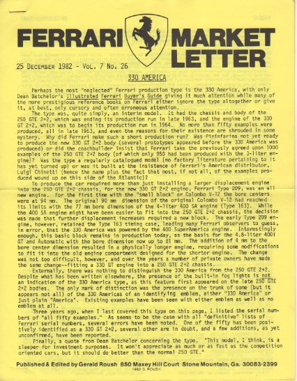 Ferrari Market Letter Vol.  7 N.26
