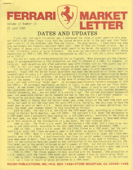 Ferrari Market Letter Vol. 10 N.13