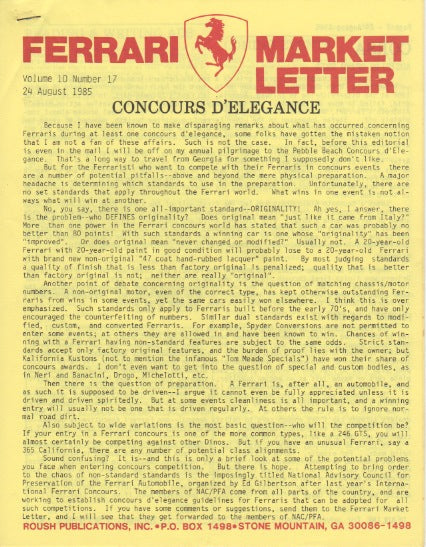 Ferrari Market Letter Vol. 10 N.18