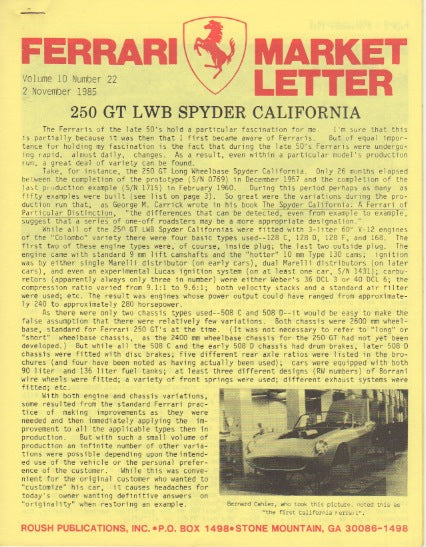 Ferrari Market Letter Vol. 10 N.22