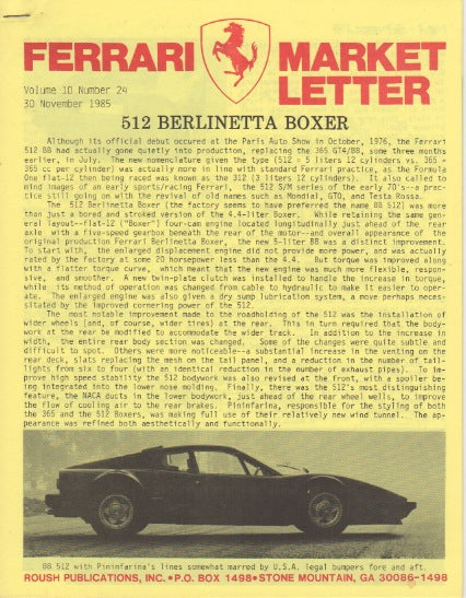 Ferrari Market Letter Vol. 10 N.24