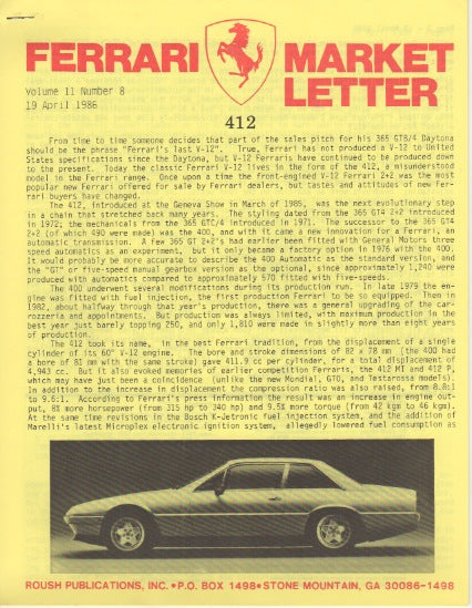 Ferrari Market Letter Vol. 11 N. 8