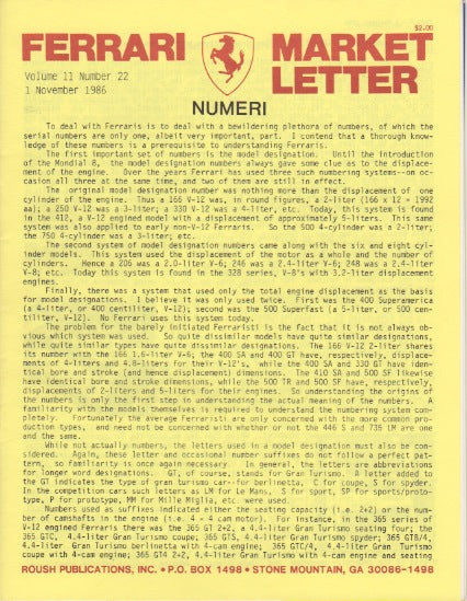 Ferrari Market Letter Vol. 11 N.22