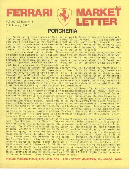 Ferrari Market Letter Vol. 12 N. 3