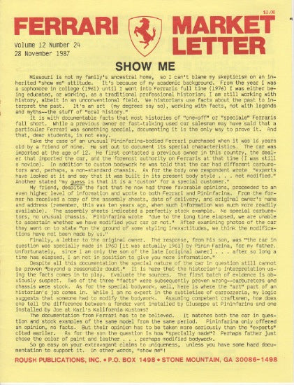 Ferrari Market Letter Vol. 12 N.24