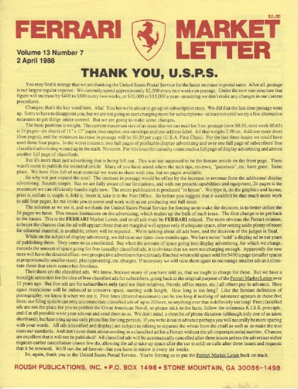 Ferrari Market Letter Vol. 13 N. 7