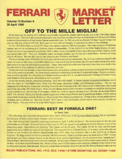 Ferrari Market Letter Vol. 13 N. 9