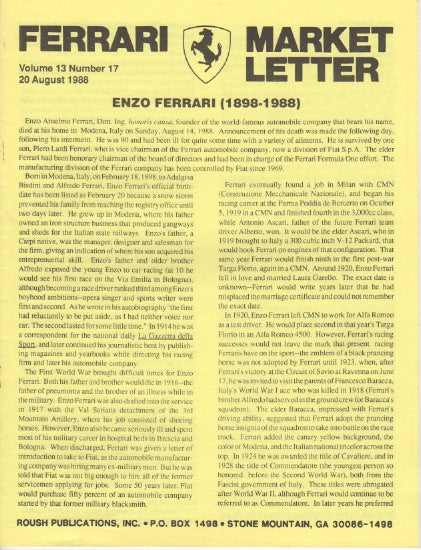 Ferrari Market Letter Vol. 13 N.17