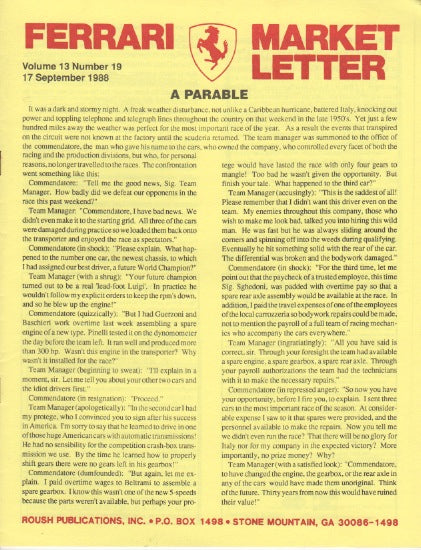 Ferrari Market Letter Vol. 13 N.19