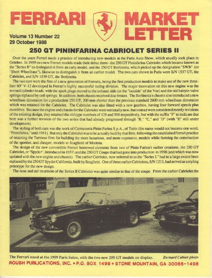 Ferrari Market Letter Vol. 13 N.22