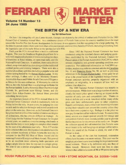 Ferrari Market Letter Vol. 14 N.13