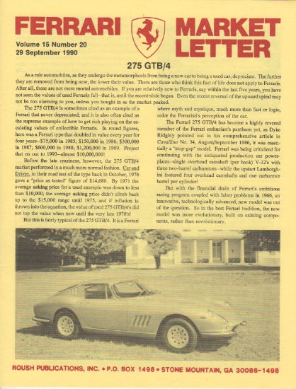 Ferrari Market Letter Vol. 15 N.20