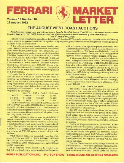 Ferrari Market Letter Vol. 17 N.18