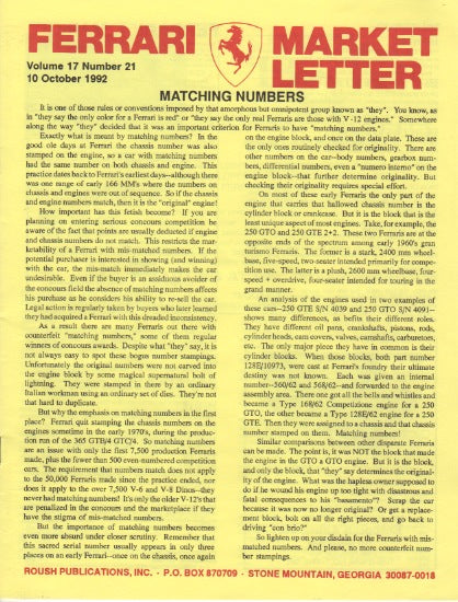 Ferrari Market Letter Vol. 17 N.21