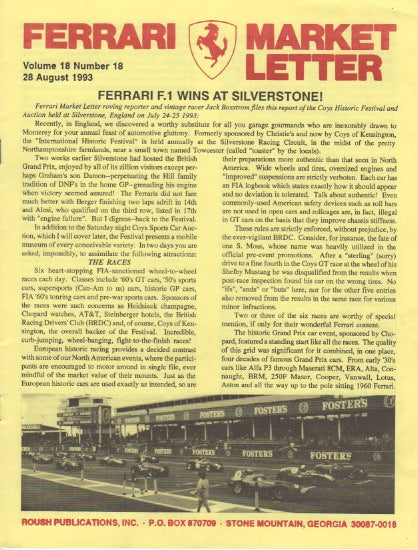 Ferrari Market Letter Vol. 18 N.18