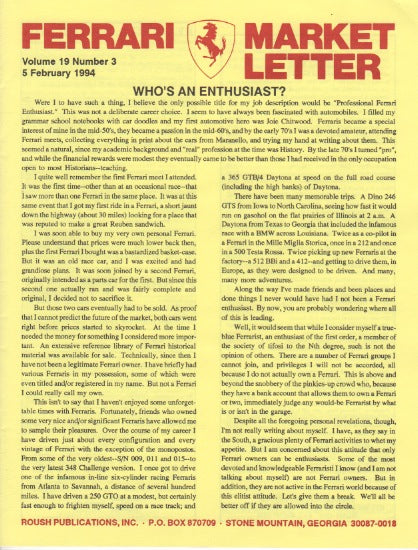 Ferrari Market Letter Vol. 19 N. 3