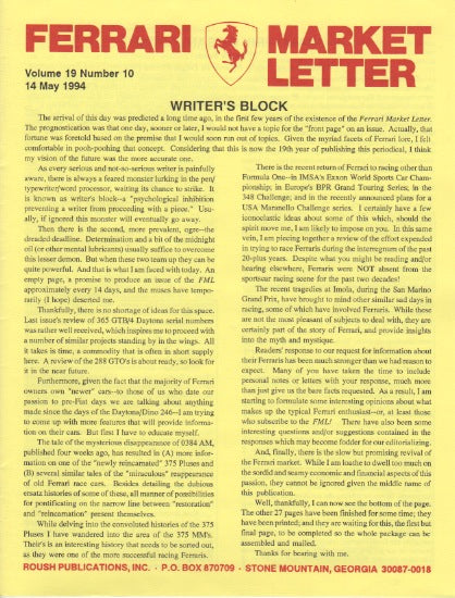 Ferrari Market Letter Vol. 19 N.10