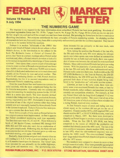 Ferrari Market Letter Vol. 19 N.14