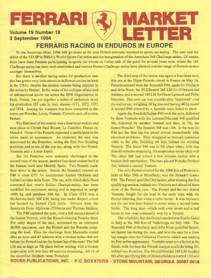 Ferrari Market Letter Vol. 19 N.18