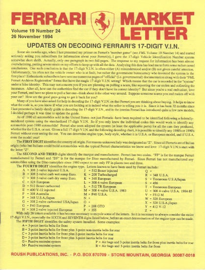 Ferrari Market Letter Vol. 19 N.24