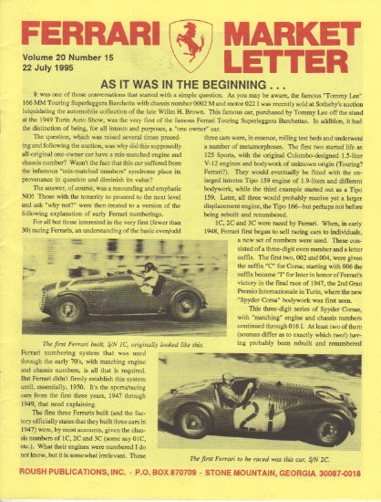 Ferrari Market Letter Vol. 20 N.15
