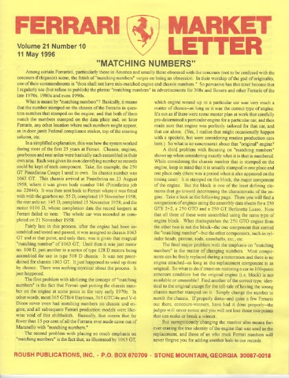 Ferrari Market Letter Vol. 21 N.10