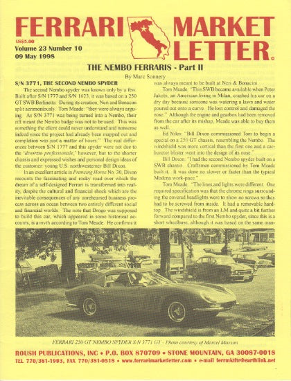 Ferrari Market Letter Vol. 23 N.10