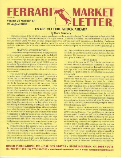 Ferrari Market Letter Vol. 25 N.17