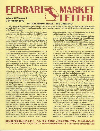 Ferrari Market Letter Vol. 25 N.24