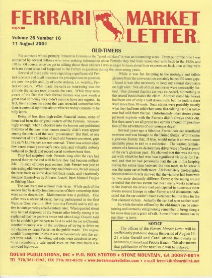 Ferrari Market Letter Vol. 26 N.16