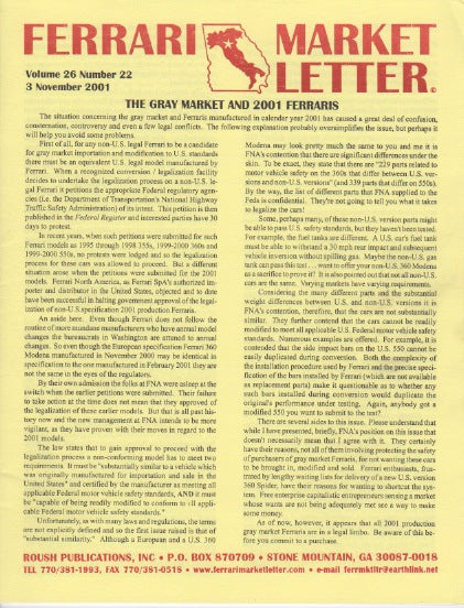 Ferrari Market Letter Vol. 26 N.22