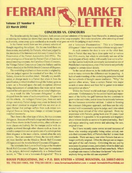 Ferrari Market Letter Vol. 27 N. 6