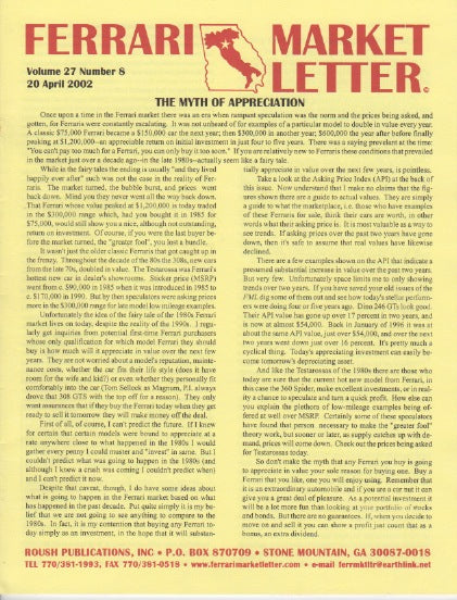 Ferrari Market Letter Vol. 27 N. 8