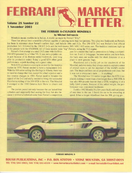 Ferrari Market Letter Vol. 28 N.22