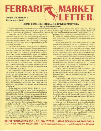 Ferrari Market Letter Vol. 30 N. 1