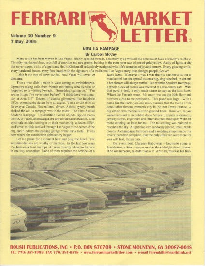 Ferrari Market Letter Vol. 30 N. 9