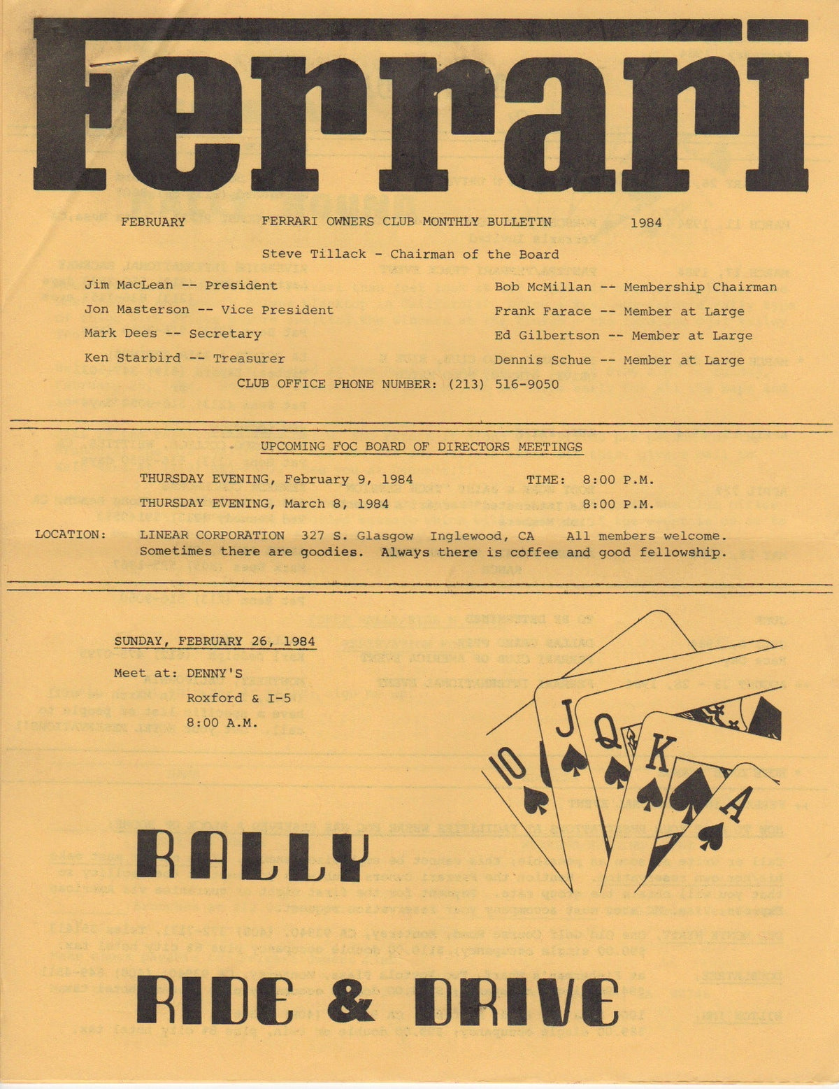 Ferrari, FOC Monthly Bulletin (USA) 1984-02