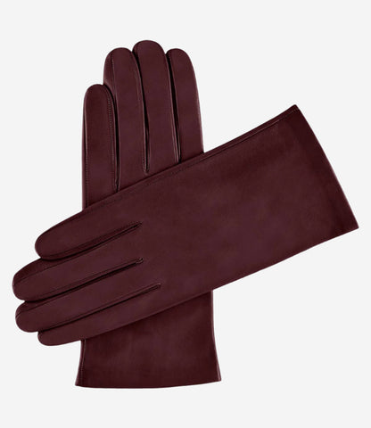Sofia (burgundy) -  Italian lambskin leather gloves with silk lining — photo 1 of 7