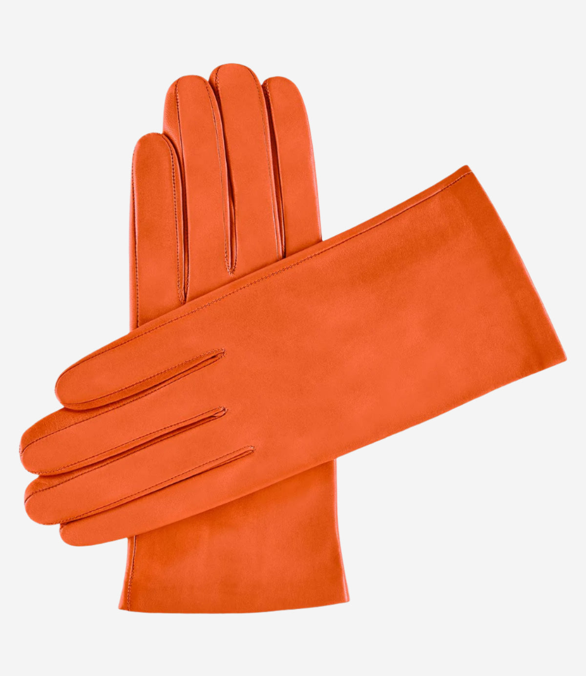 Sofia (orange) - Italian lambskin leather gloves with silk lining — photo 1 of 9