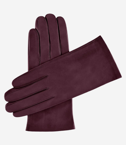 Sofia (eggplant) - Italian lambskin leather gloves with silk lining — photo 1 of 7