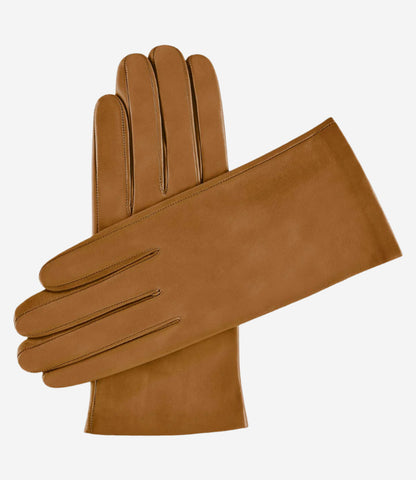 Sofia (camel) - Italian lambskin leather gloves with silk lining — photo 1 of 7